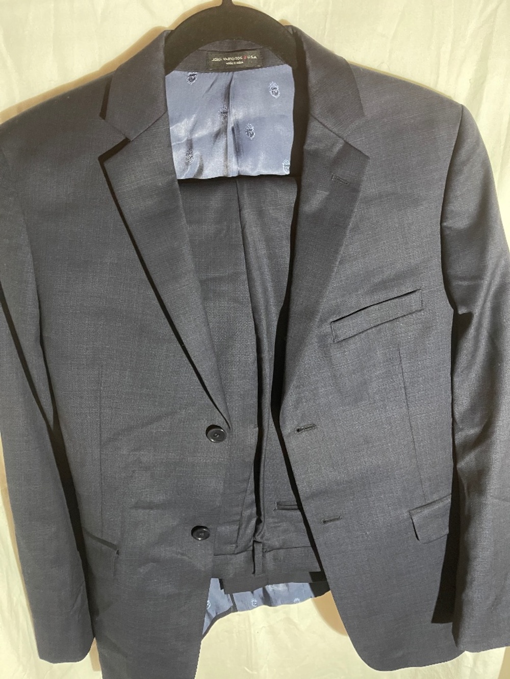 John Varvatos USA Gray Wool Suit Set 17R Designer Tailored Blazer Pants